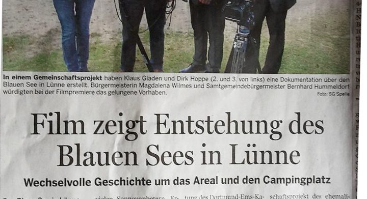 Pressebericht von der NOZ: Film zeigt die Entstehungsgeschichte des Blauen See`s in Lünne